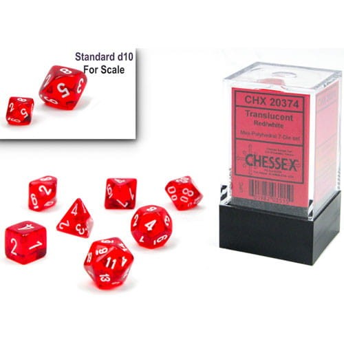 Chessex Mini Dice Set: Translucent - Red / White 