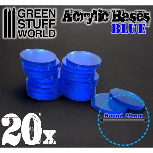 Acrylic Round Base 25mm Clear Blue