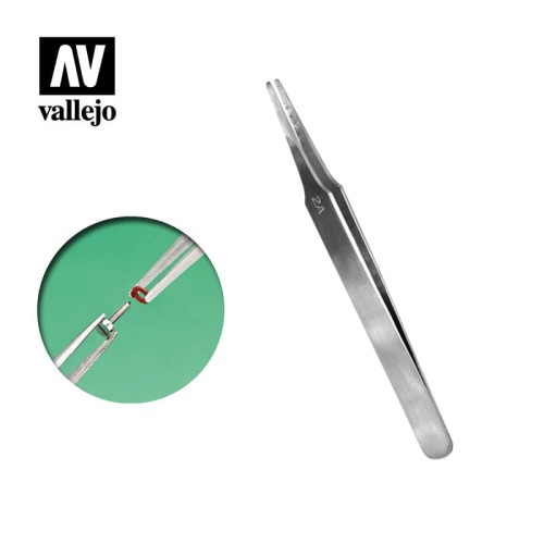 Vallejo:  Flat Rounded Stainless Steel Tweezers (120 mm)