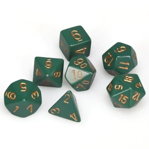 Chessex Opaque Dusty Green/Copper Polyhedral Dice Set
