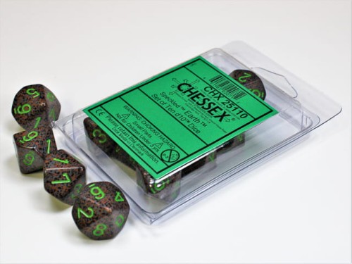 Chessex Sparkled Earth D10 Dice Set