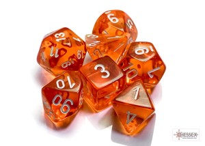 Chessex Translucent Orange/White Polyhedral Dice Set