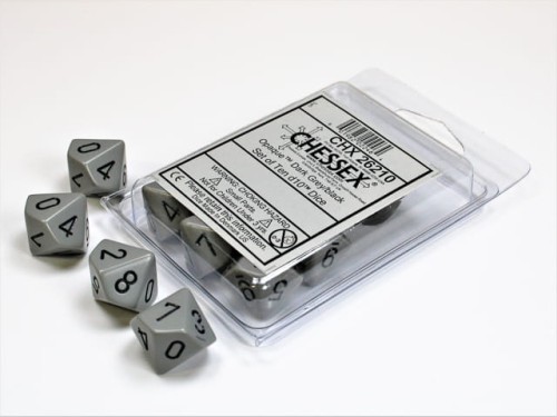 Chessex Opaque Dark Grey/black Set of Ten d10s
