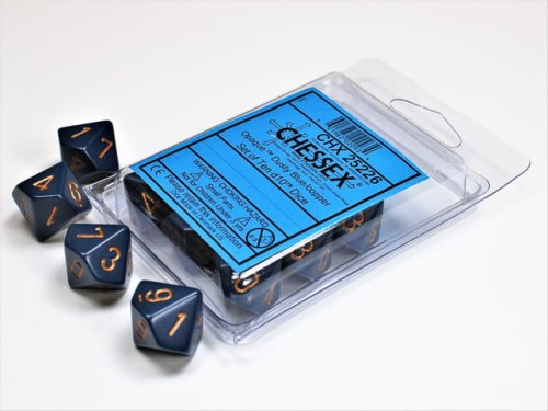 Chessex Opaque Dusty Blue/copper Set of Ten d10s