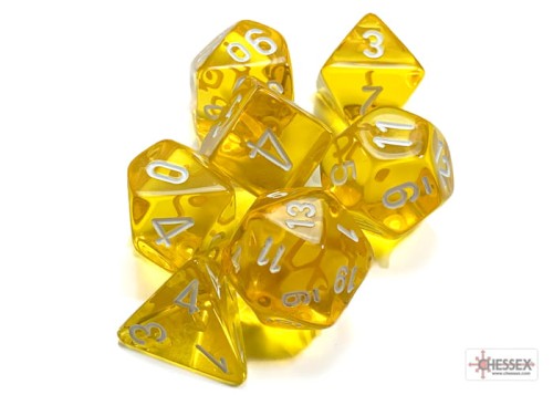 Chessex Translucent Yellow/white Polyhedral 7-Dice Set