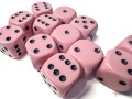 Chessex Opaque Pastel Pink/Black Set of 12 d6 (16mm)