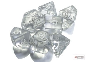 Chessex Translucent Clear/White Polyhedral Dice Set