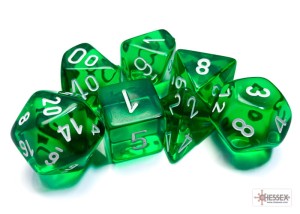 Chessex Translucent Green/White Polyhedral Dice Set