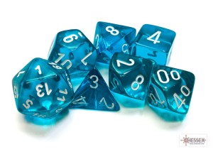 Chessex Translucent Teal/White Polyhedral Dice Set