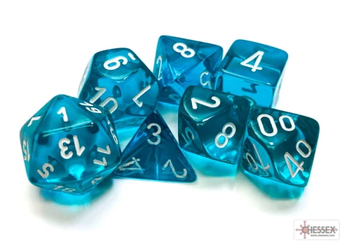 Chessex Translucent Teal/White Polyhedral Dice Set