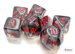 Chessex Translucent Smoke/Red Polyhedral Dice Set