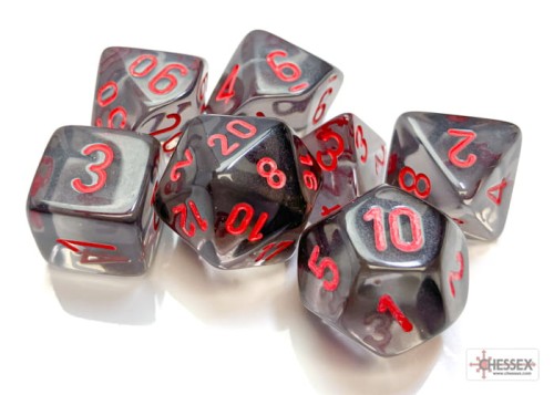 Chessex Translucent Smoke/Red Polyhedral Dice Set
