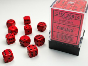 Chessex Opaque Red/Black Set of 36 d6 (12mm)
