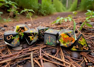 Chessex Brush Polyhedral Deep Forest/gold 7-Die Set