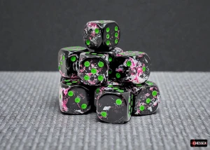 Chessex Brush Paintball/green 16mm d6 Dice Block (12 dice)