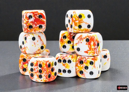 Chessex Brush Sunrise/black 16mm d6 Dice Block (12 dice)
