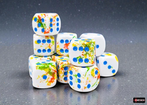 Chessex Brush Breezy/blue 16mm d6 Dice Block (12 dice)