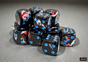 Chessex Brush Dark Side/blue 16mm d6 Dice Block (12 dice)