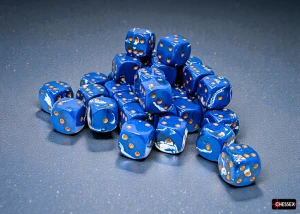 Chessex Brush Wavebreak/gold 12mm d6 Dice Block (36 dice)