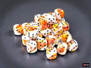 Chessex Brush Sunrise/black 12mm d6 Dice Block (36 dice)