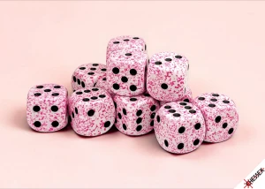 Speckled Pink - zestaw kości k6 16mm (12 kości)