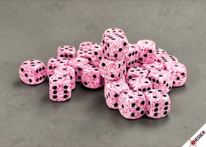 Speckled Pink - zestaw kości k6 12mm (36 kości)